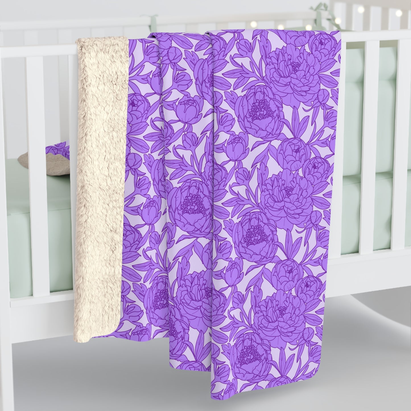 Lavender Peony Symphony Fleece Blanket