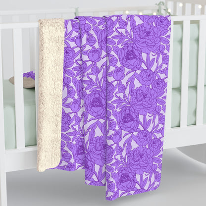 Lavender Peony Symphony Fleece Blanket