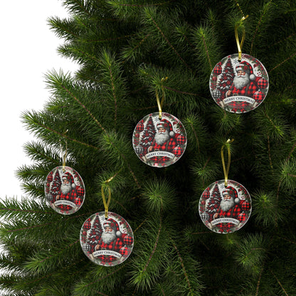 Jolly Santa Wishes Glass Ornament