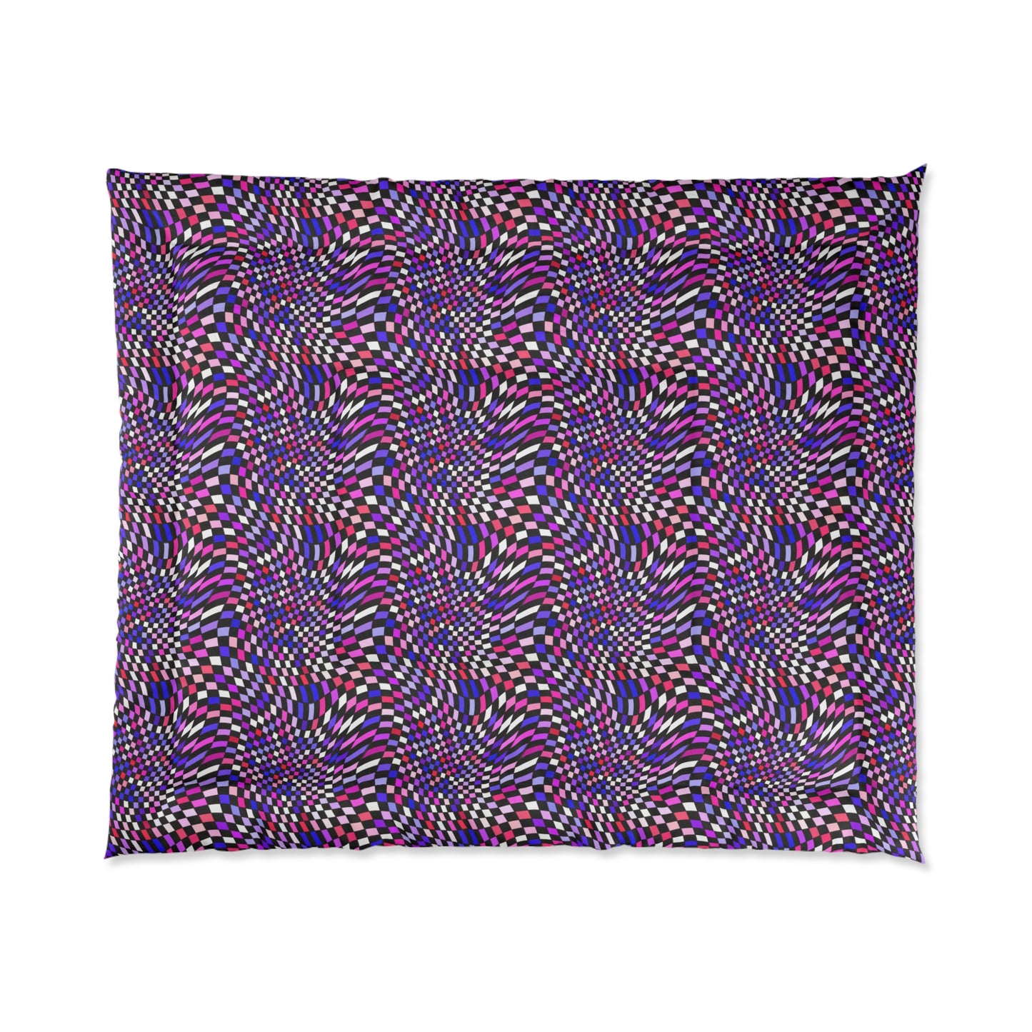 Warped Purple Checkered Comforter