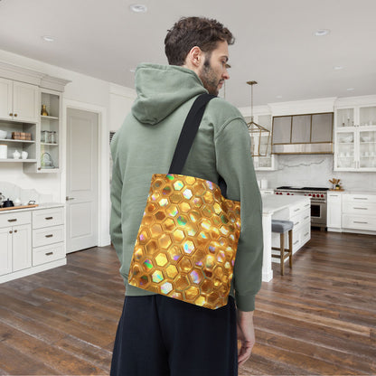 Golden Prism Grid Canvas Tote Bag