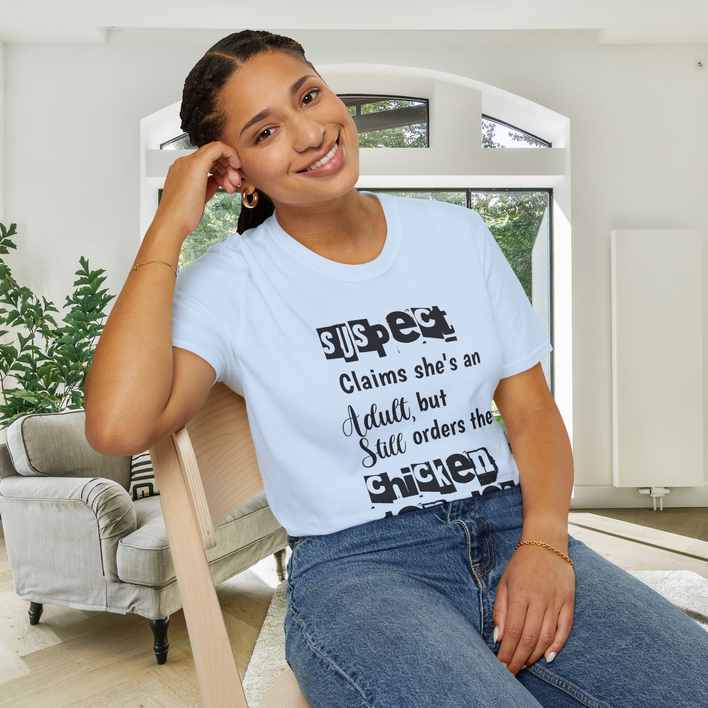 Suspect Claims She's An Adult But Still Orders The Chicken Tendies Adult T-shirt