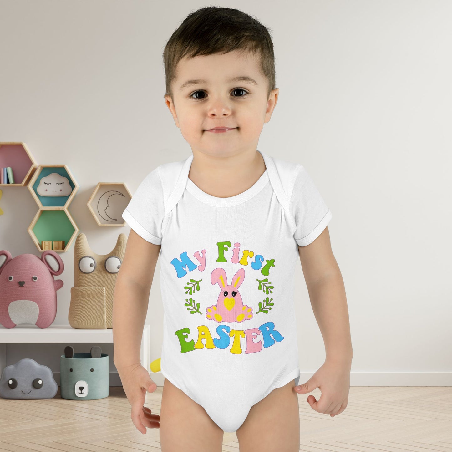 My First Easter (2) Infant Baby Rib Bodysuit