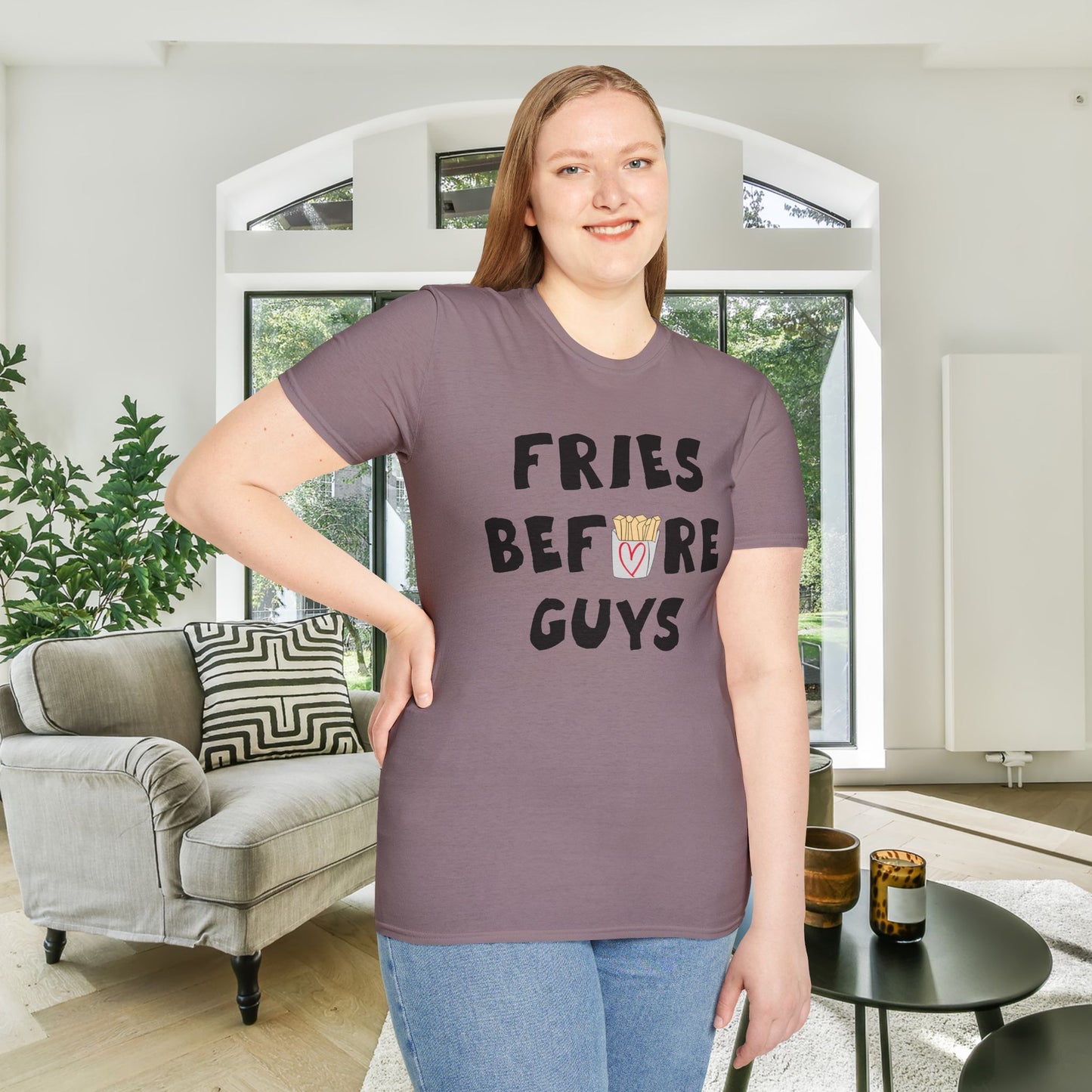 Fries Before Guys Adult T-shirt