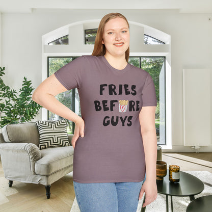 Fries Before Guys Adult T-shirt