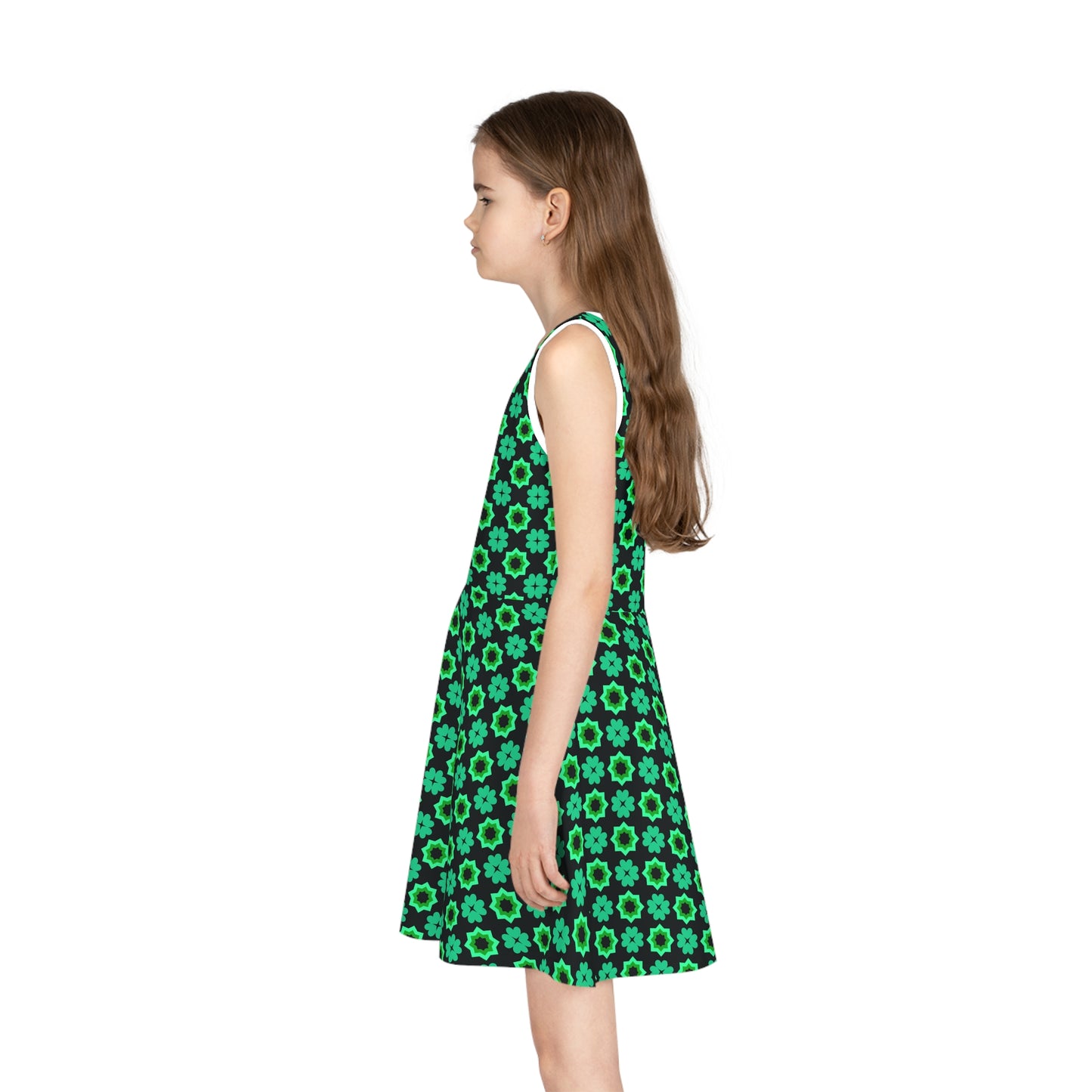 Clover Bloom Burst Girls' Sleeveless Sundress