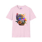 Cool Colorful Kitten in Flowers Adult T-shirt
