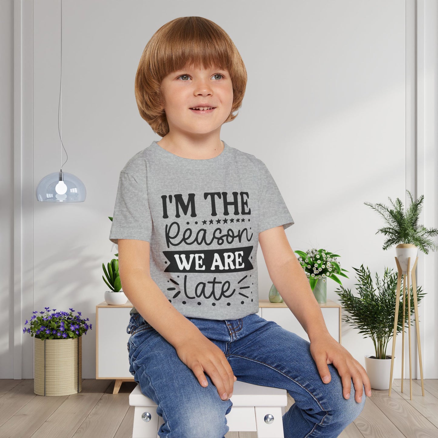 I'm The Reason We Are Late Heavy Cotton™ Toddler T-shirt