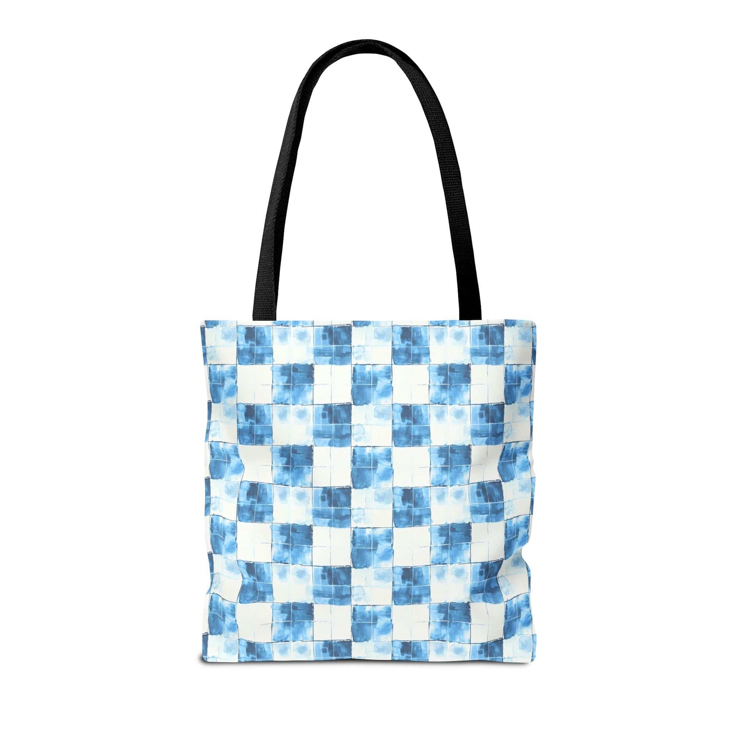 Cozy Blue Checkered Canvas Tote Bag