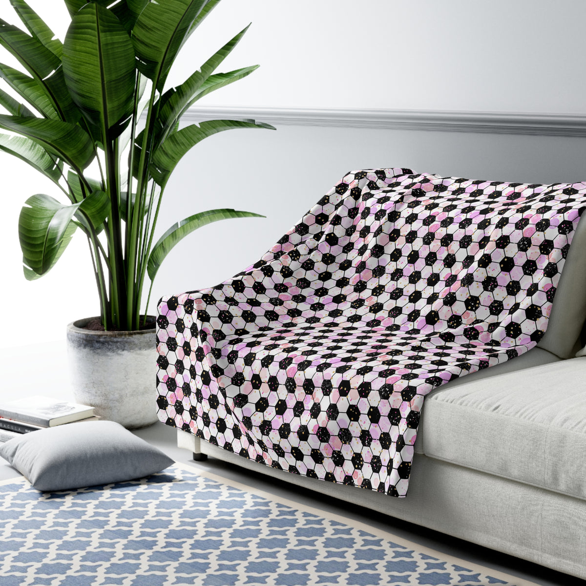 Pink Soccer Fever Fleece Blanket