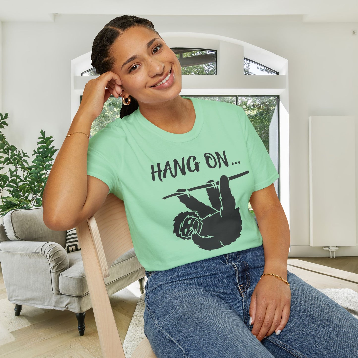 Hang On (Sloth) Adult T-shirt