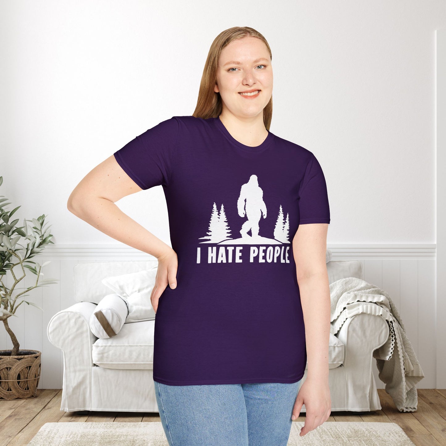 Bigfoot: I Hate People Adult T-shirt
