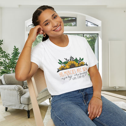 His Mercies Are New Every Morning Lam. 3:22-23 Adult T-shirt