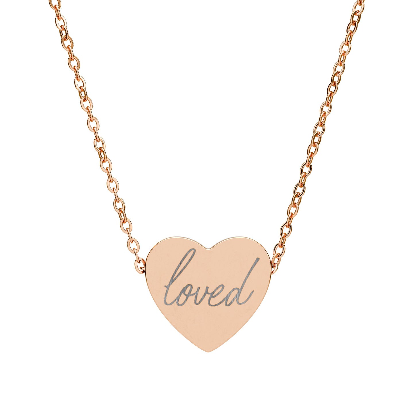 'loved' Engraved Heart Necklace