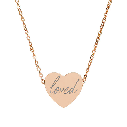 'loved' Engraved Heart Necklace