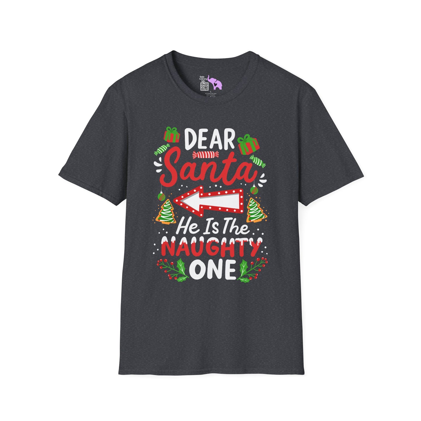Dear Santa He Is The Naughty One Adult T-shirt