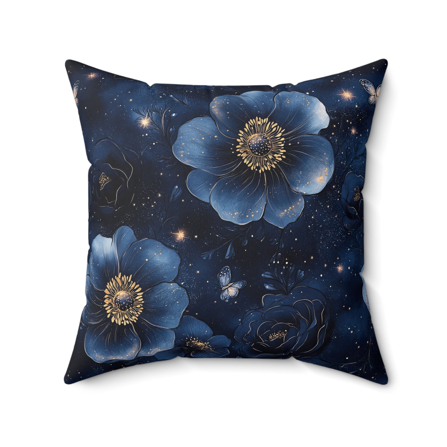 Midnight Sky Blossoms Throw Pillow