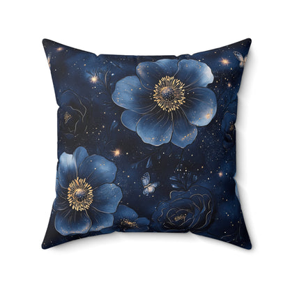 Midnight Sky Blossoms Throw Pillow