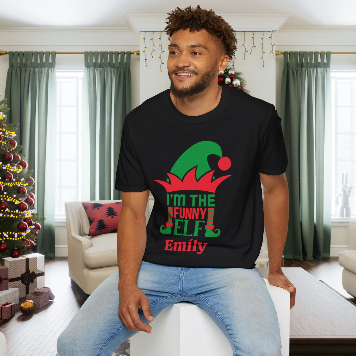 I'm The Funny Elf Personalized Adult T-shirt