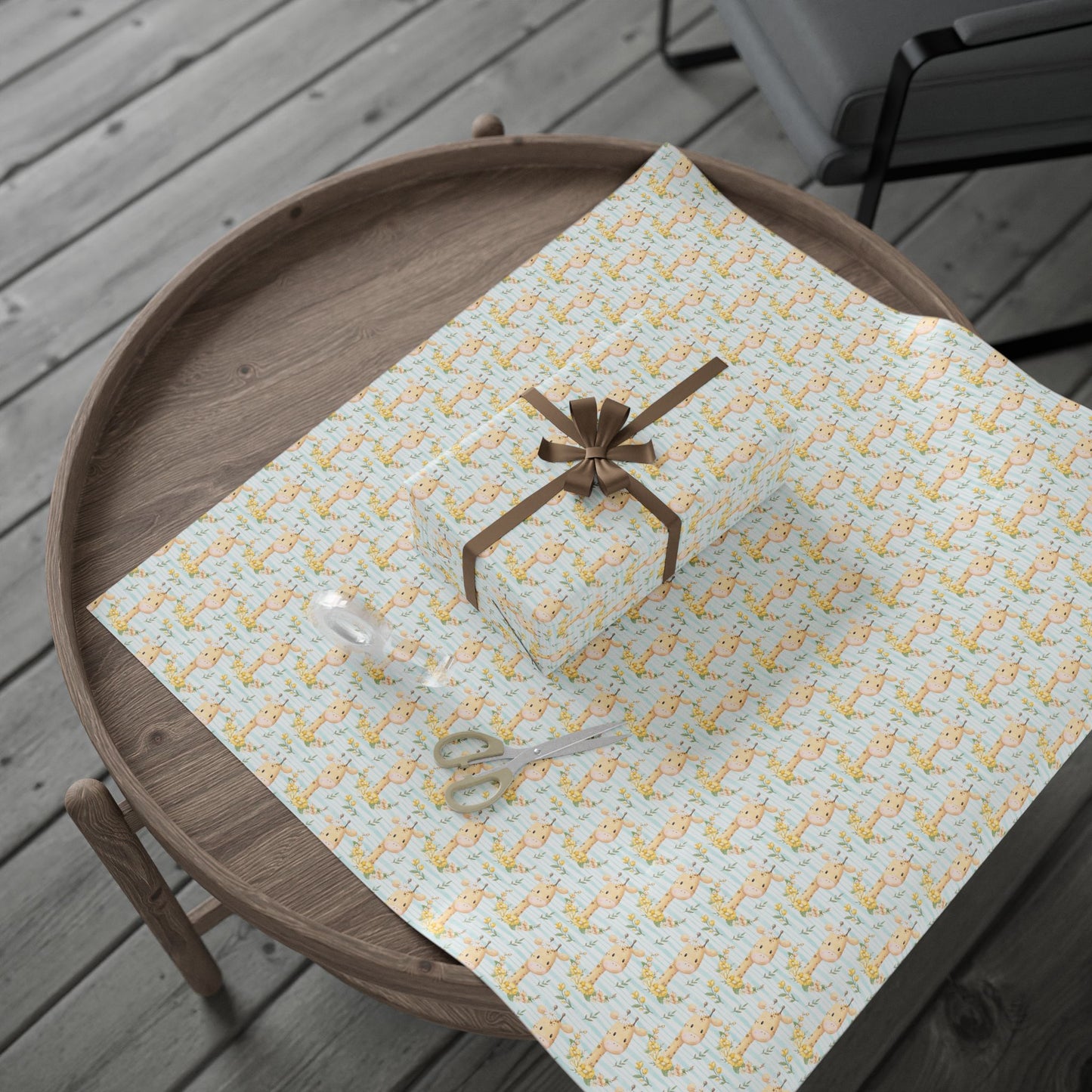 Giraffes in Bloom Wrapping Paper
