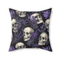 Midnight Lavender Skulls Throw Pillow