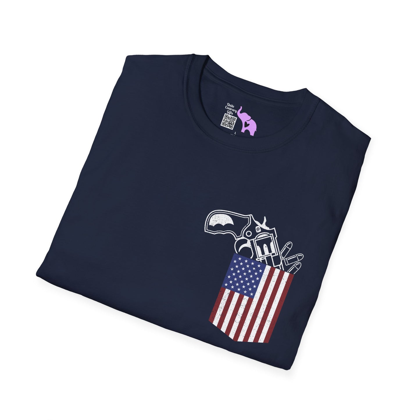 American Flag Pocket Gun Adult T-shirt