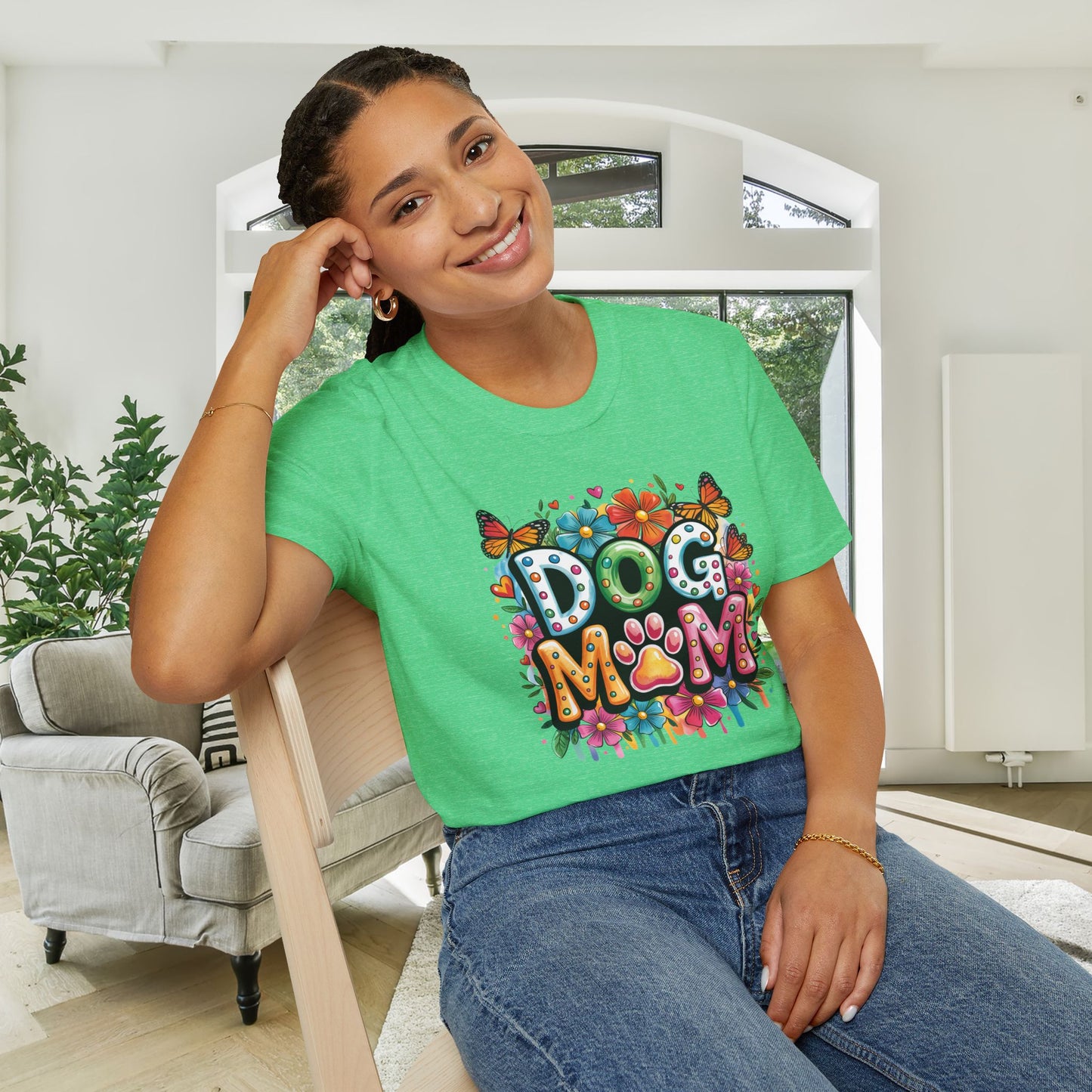 Floral Dog Mom Adult Unisex Tshirt