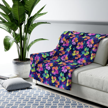 Watercolor Flowers Sherpa Fleece Blanket