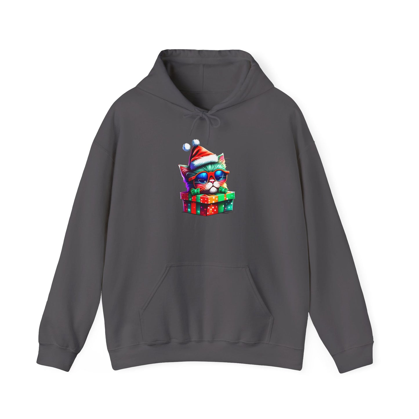 Christmas Kitten w/Gift Heavy Blend™ Hooded Sweatshirt
