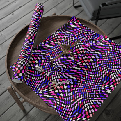 Warped Purple Checkered Wrapping Paper