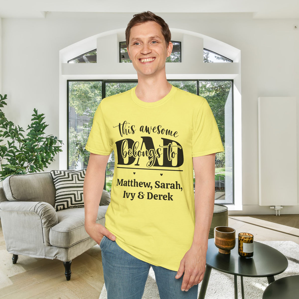 This Awesome Dad Belongs To... Adult T-shirt (Personalizable)