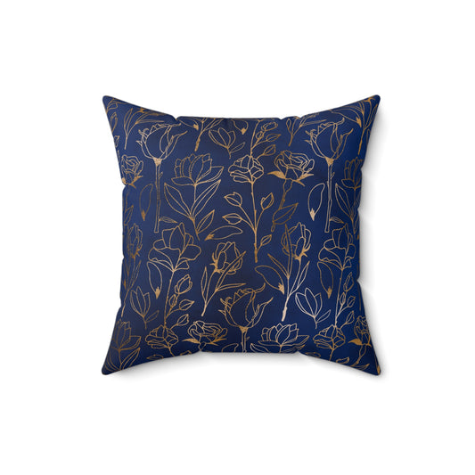 Sapphire Gilded Garden Throw Pillow