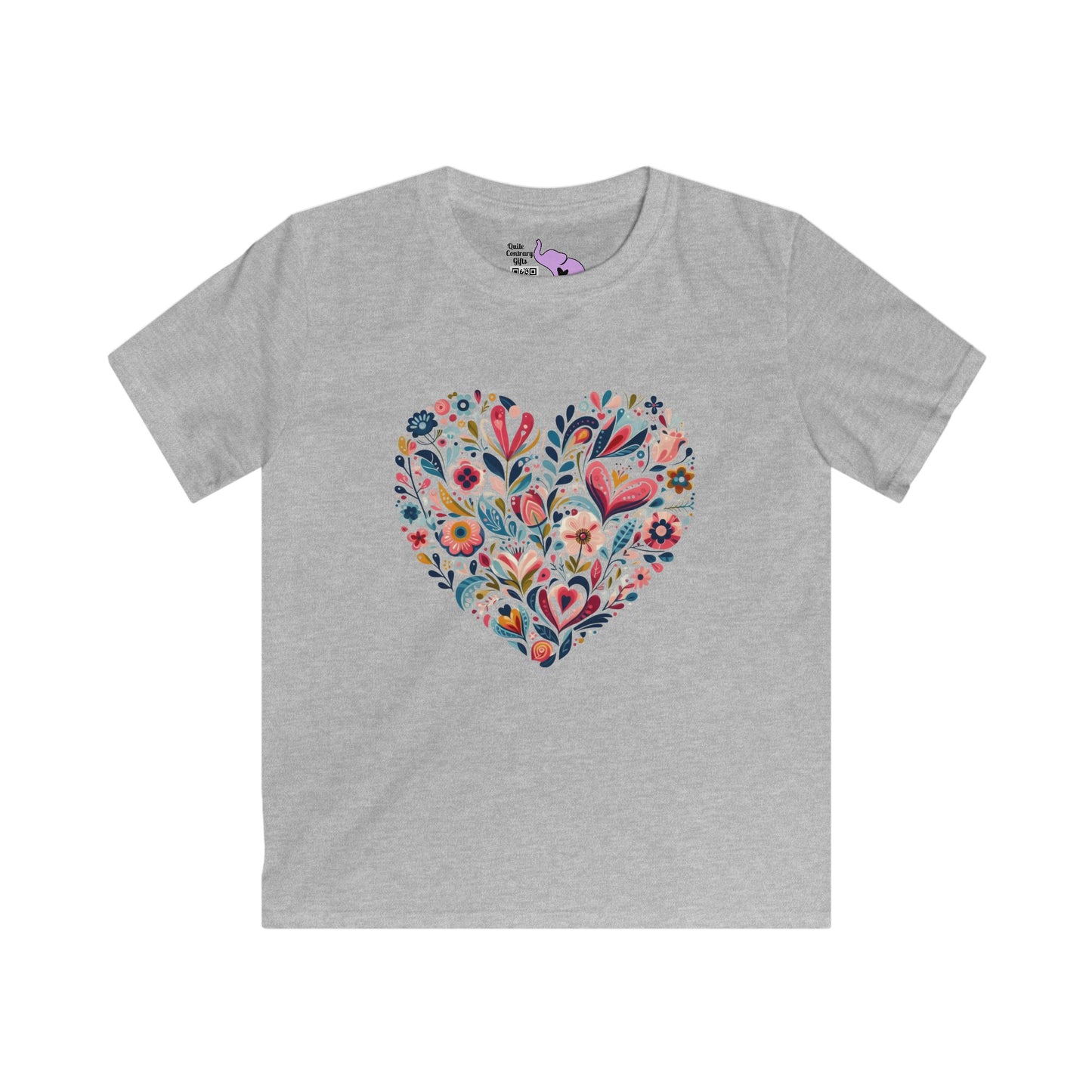 Floral Heart Youth Softstyle Tee