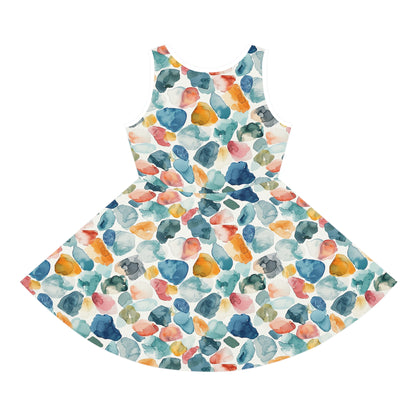 Watercolor Pebble Terrazzo Girls' Sleeveless Sundress