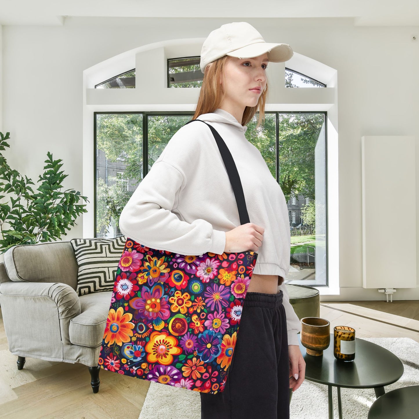 Floral Fiesta Canvas Tote Bag