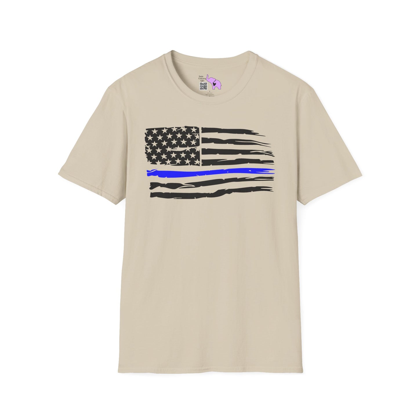 Thin Blue Line American Flag Adult T-shirt