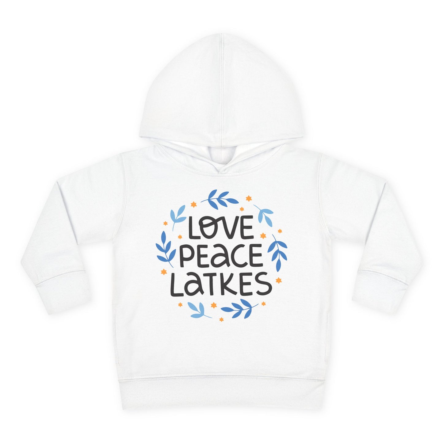 Hanukkah Love Peace Latkes Toddler Pullover Fleece Hoodie