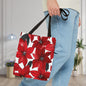 Inked Poinsettias Canvas Tote Bag