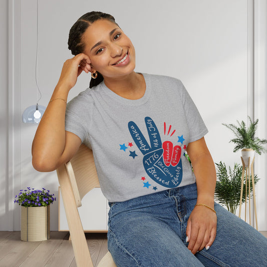 Patriotic Peace Adult T-shirt