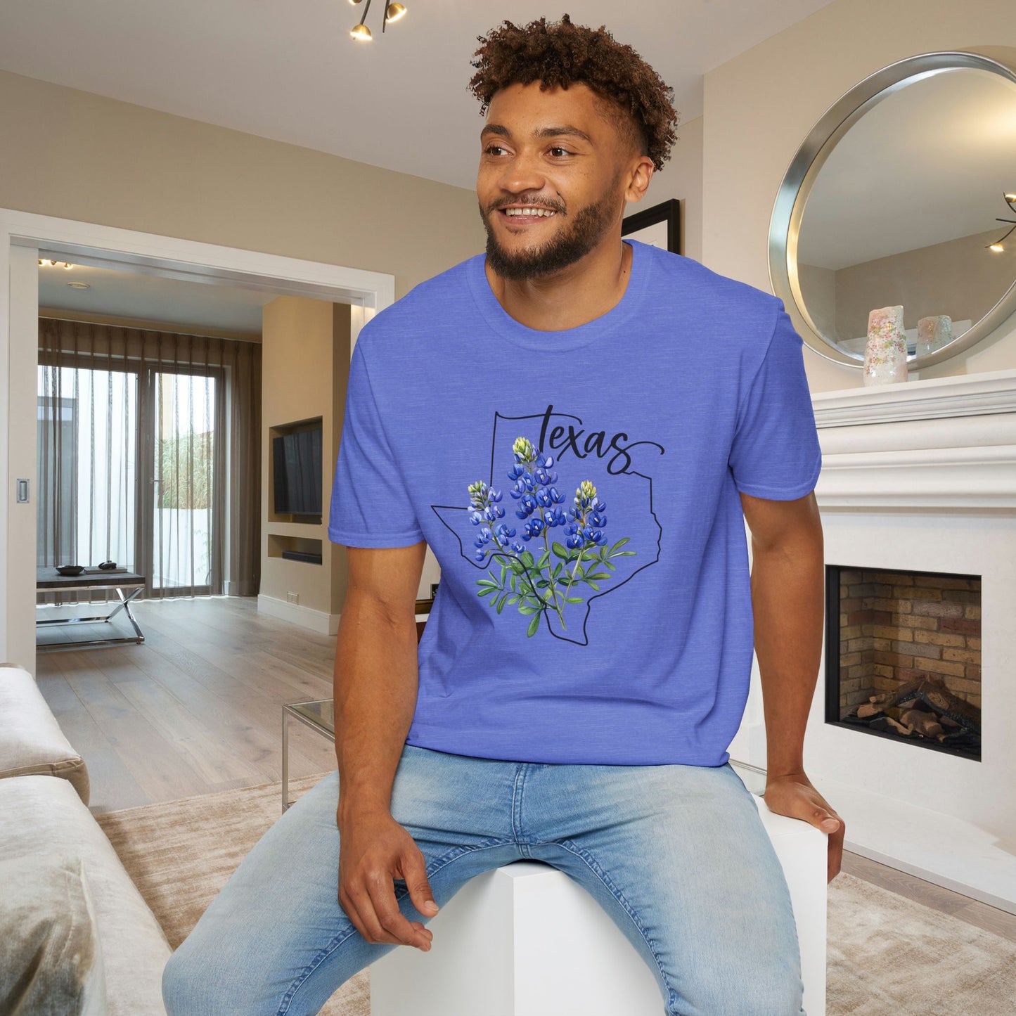 Texas Bluebonnets Outline Adult T-shirt