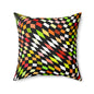 Warped Yellow/Green Checkered Throw Pillow