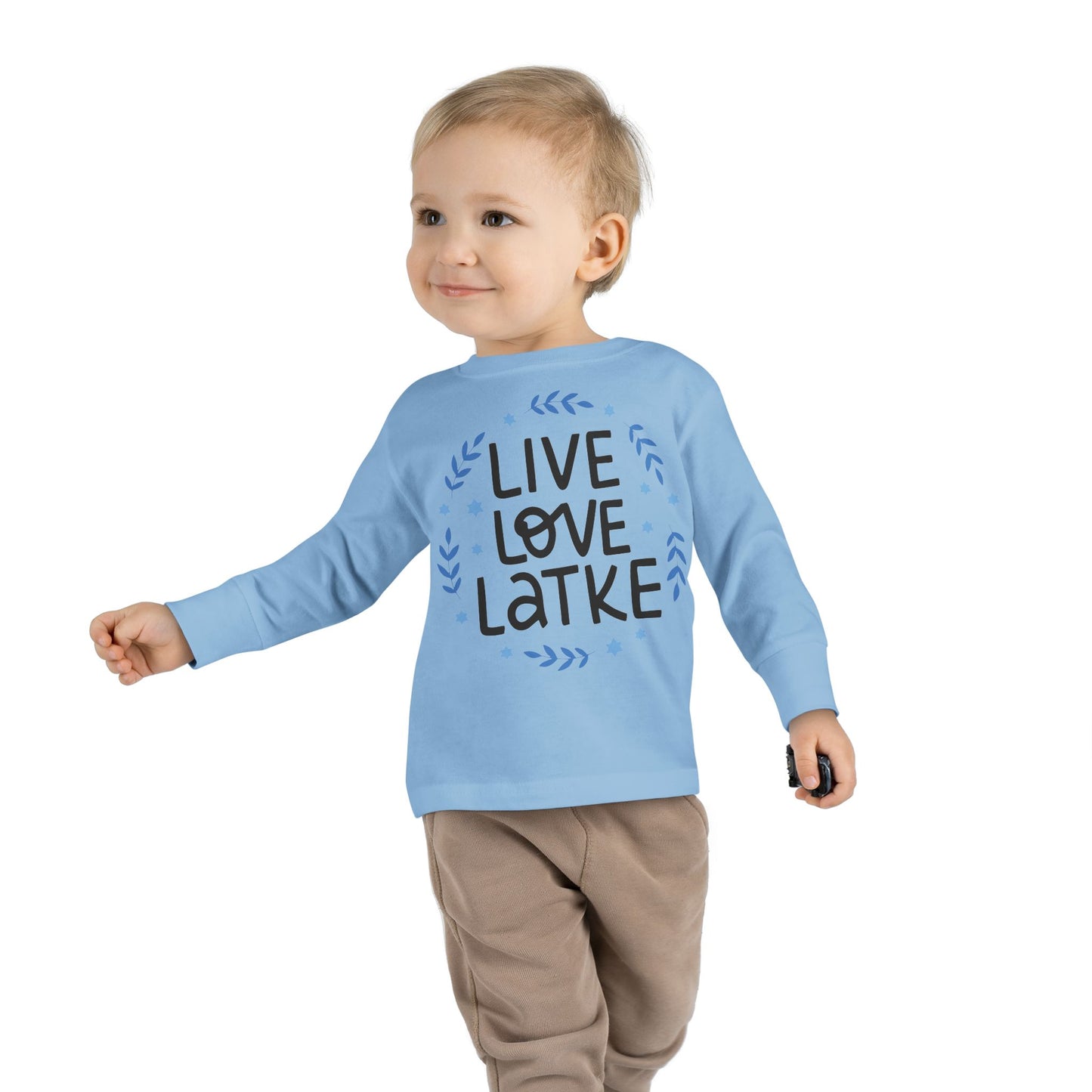 Hanukkah Live Love Latke Toddler Long Sleeve Tee