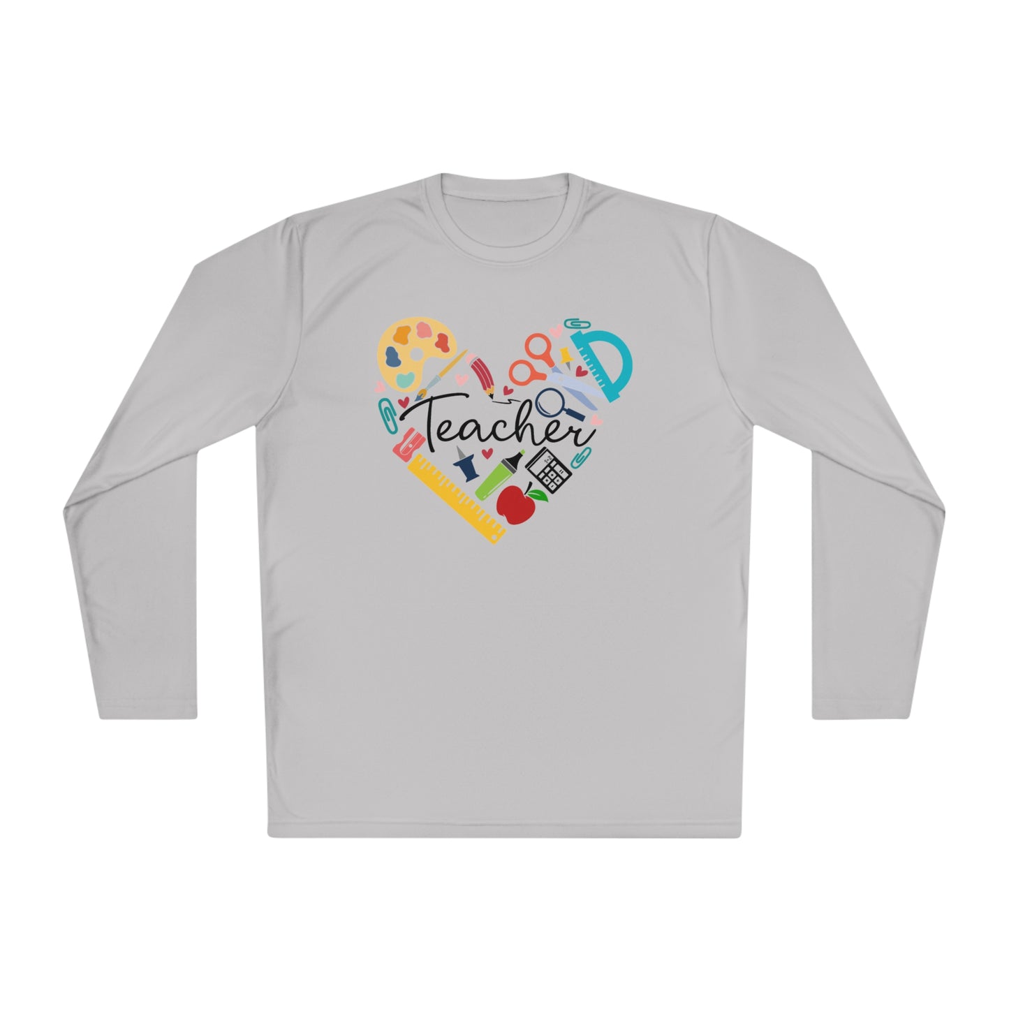 Teacher Supply Heart Adult Long Sleeve Tee