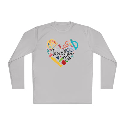 Teacher Supply Heart Adult Long Sleeve Tee