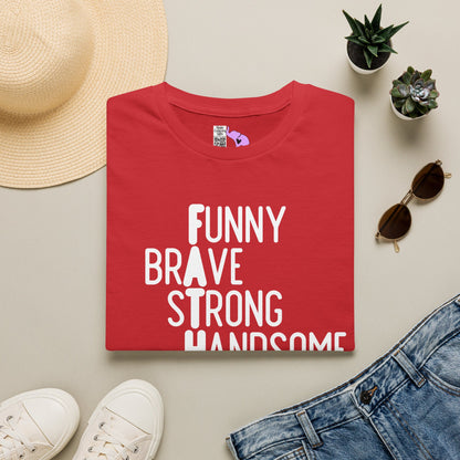 Father-Funny, Brave, Strong, Handsome, Protective, Friend Adult T-shirt