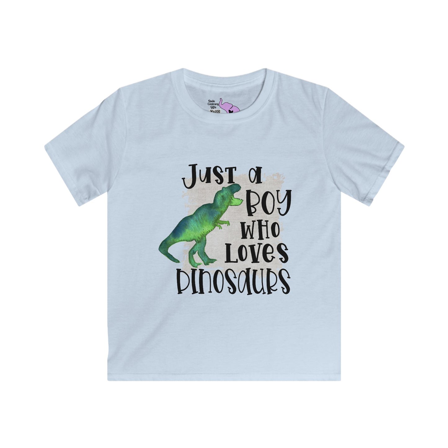 Just A Boy Who Loves Dinosaurs Kids Softstyle Tee