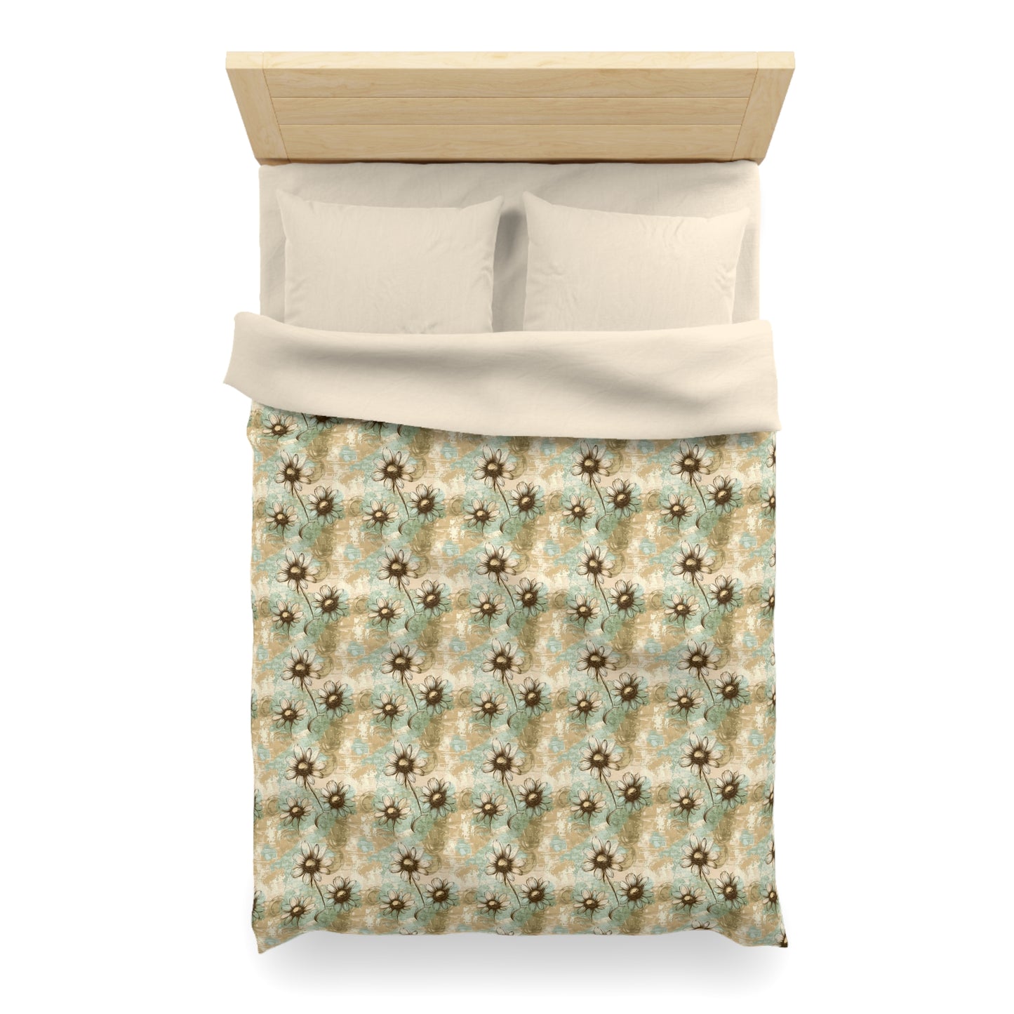 Worn Meadow Daisies Microfiber Duvet Cover
