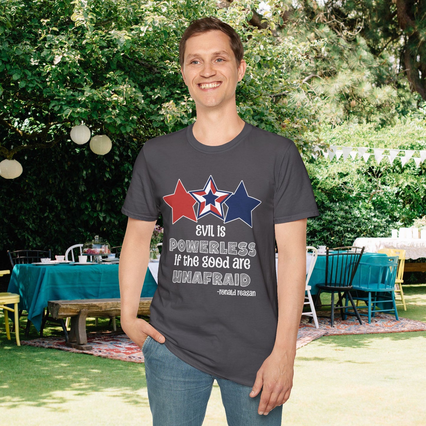Evil is Powerless if the Good are Unafraid (Stars) Adult T-shirt