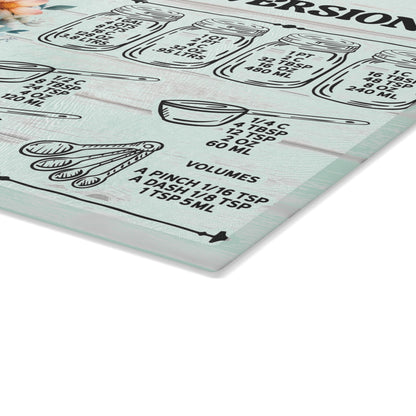 Floral Chick Kitchen Conversions Glass Cutting Board - Colorful Floral Design