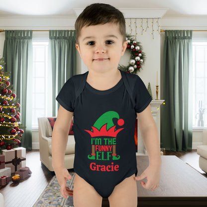 I'm The Funny Elf Personalized Infant Baby Rib Bodysuit